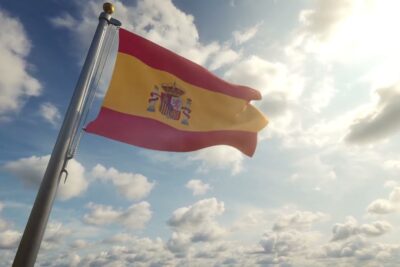 bandera de españa con mastil